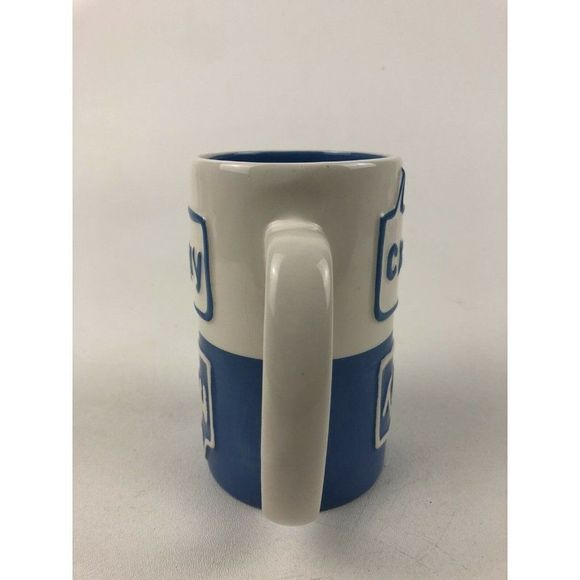 HMK HAPPY CRAPPY Cup Mug Bi Color Blue And White 8 oz *New* - Picture 9 of 11